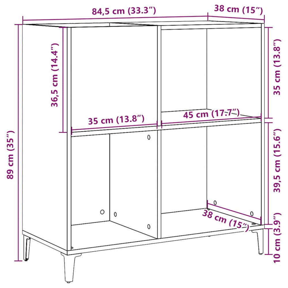 Produktbild för Stereobänk åldrat trä 84,5x38x89 cm konstruerat trä