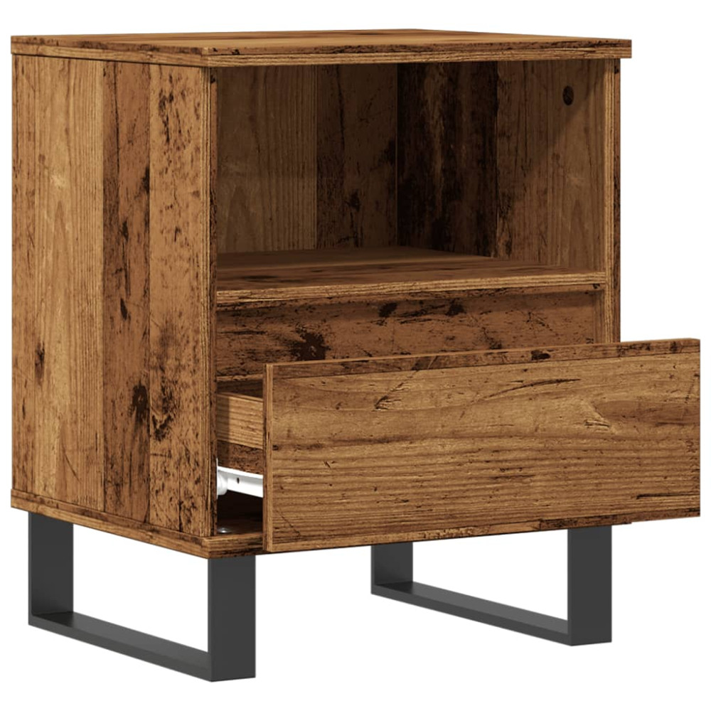 Produktbild för Sängbord 2 st åldrat trä 40x35x50 cm konstruerat trä