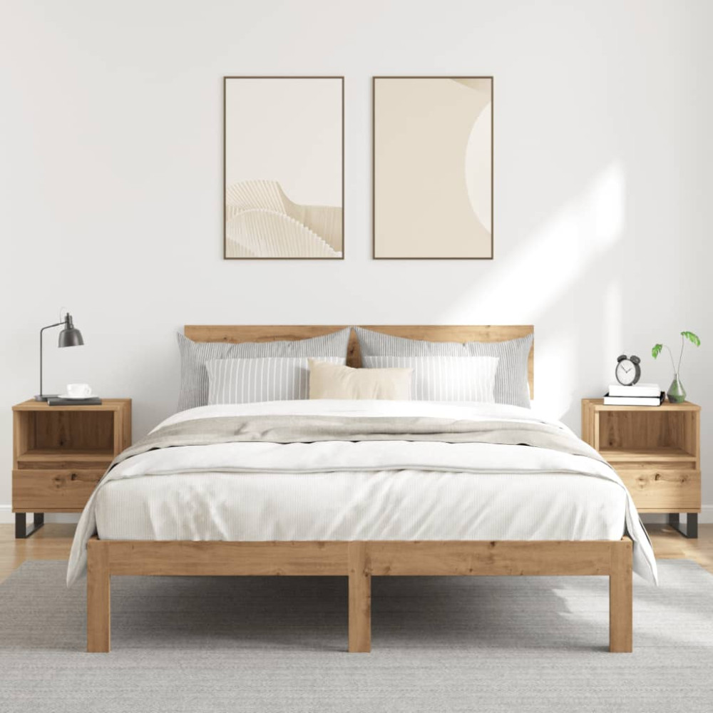 Produktbild för Sängbord 2 st artisan ek 40x35x50 cm konstruerat trä