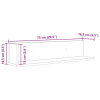 Produktbild för Vägghyllor 2 st brun ek 75x16,5x16,5 cm konstruerat trä