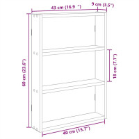 Produktbild för Vägghylla vit 43x9x60 cm konstruerat trä