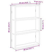 Produktbild för Vägghylla svart 43x9x60 cm konstruerat trä