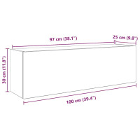 Produktbild för Väggskåp för badrum grå sonoma 100x25x30 cm konstruerat trä