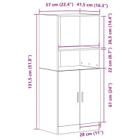 Produktbild för Köksskåp vit 57x41,5x131,5 cm konstruerat trä