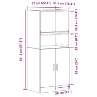 Produktbild för Köksskåp svart 57x41,5x131,5 cm konstruerat trä