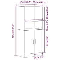 Produktbild för Köksskåp betonggrå 57x41,5x131,5 cm konstruerat trä