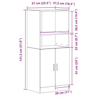 Produktbild för Köksskåp åldrat trä 57x41,5x131,5 cm konstruerat trä