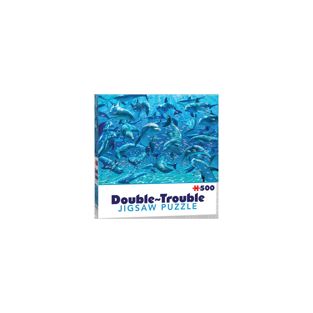 Produktbild för Double Trouble Dolphins, Dubbelsidigt Pussel, 500 bitar