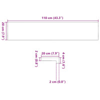 Produktbild för Fönsterbänkar 2 st obehandlad 110x20x2 cm massiv ek