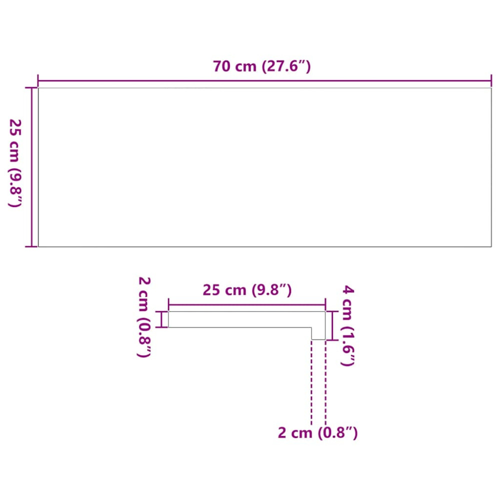 Produktbild för Fönsterbänkar 2 st obehandlad 70x25x2 cm massiv ek