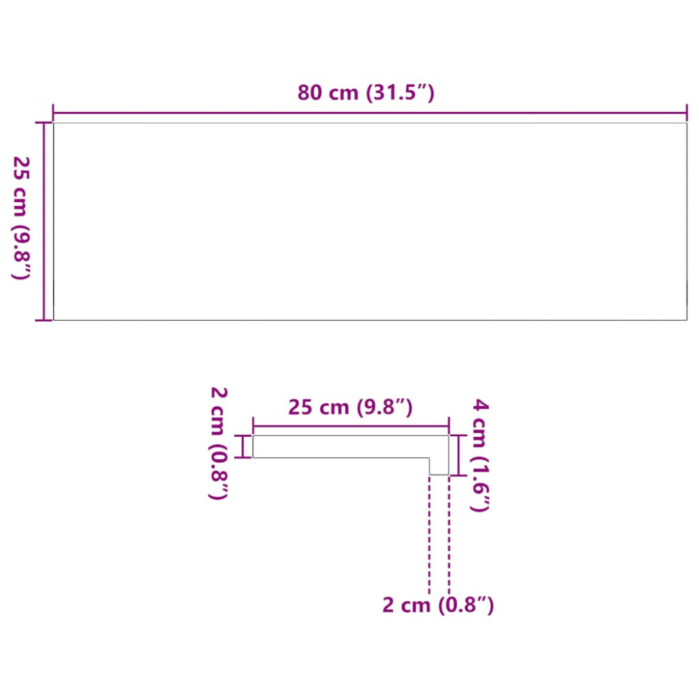 Produktbild för Fönsterbänkar 2 st obehandlad 80x25x2 cm massiv ek