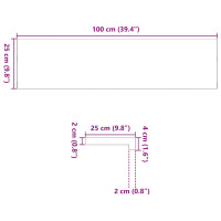 Produktbild för Fönsterbänkar 2 st obehandlad 100x25x2 cm massiv ek