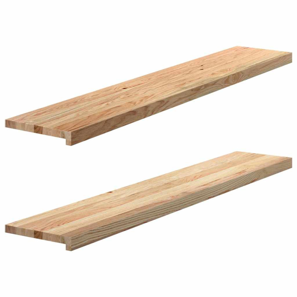 Produktbild för Fönsterbänkar 2 st obehandlad 140x25x2 cm massiv ek