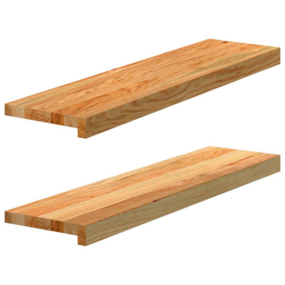 Produktbild för Fönsterbänkar 2 st ljusbrun 80x20x2 cm massiv ek