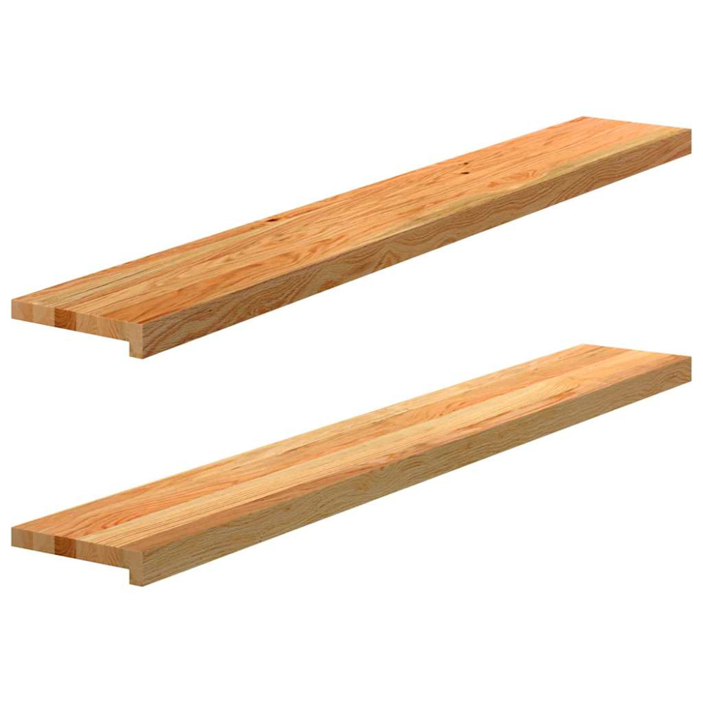 Produktbild för Fönsterbänkar 2 st ljusbrun 140x20x2 cm massiv ek