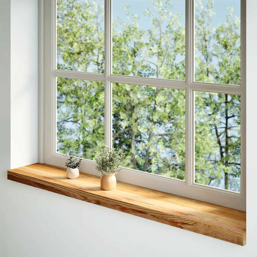 Produktbild för Fönsterbänkar 2 st ljusbrun 140x20x2 cm massiv ek