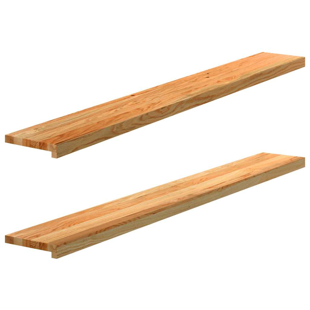 Produktbild för Fönsterbänkar 2 st ljusbrun 160x20x2 cm massiv ek