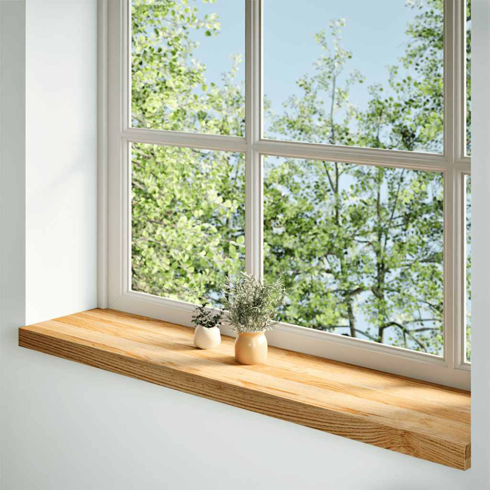 Produktbild för Fönsterbänkar 2 st ljusbrun 110x25x2 cm massiv ek