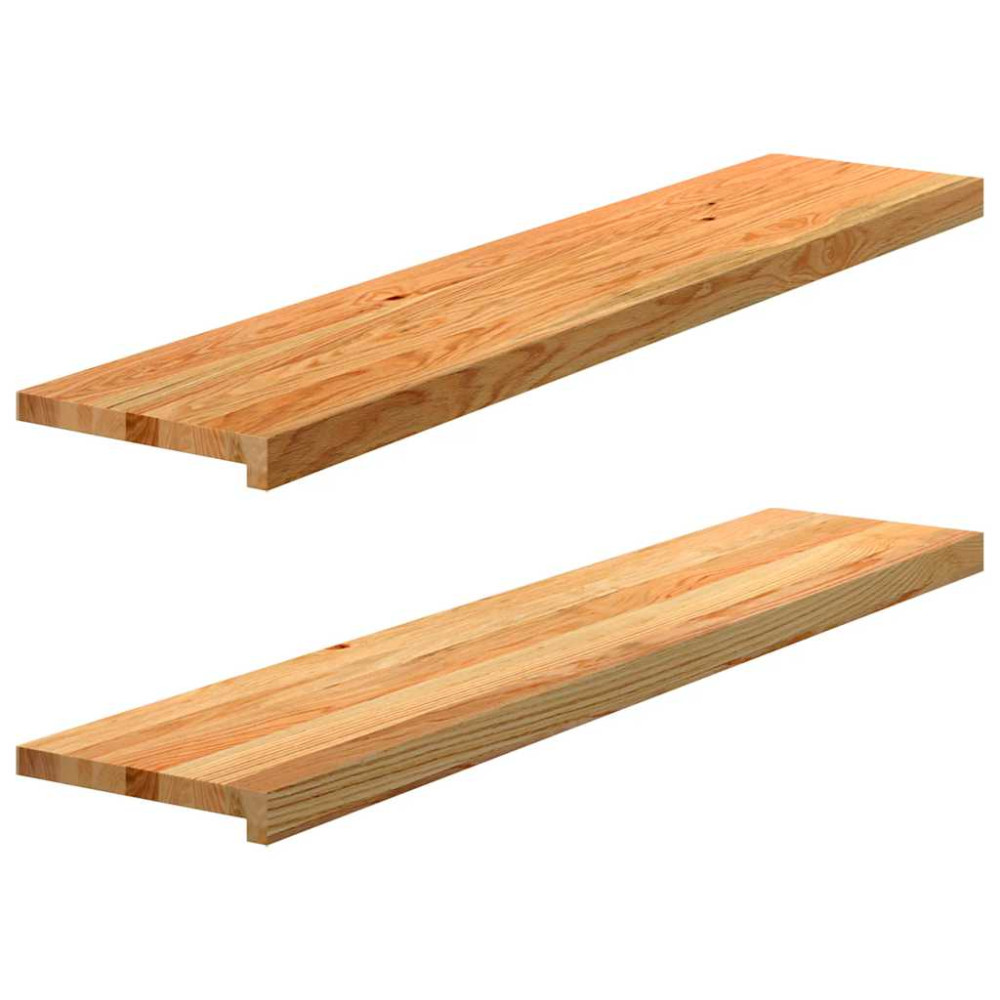 Produktbild för Fönsterbänkar 2 st ljusbrun 120x25x2 cm massiv ek