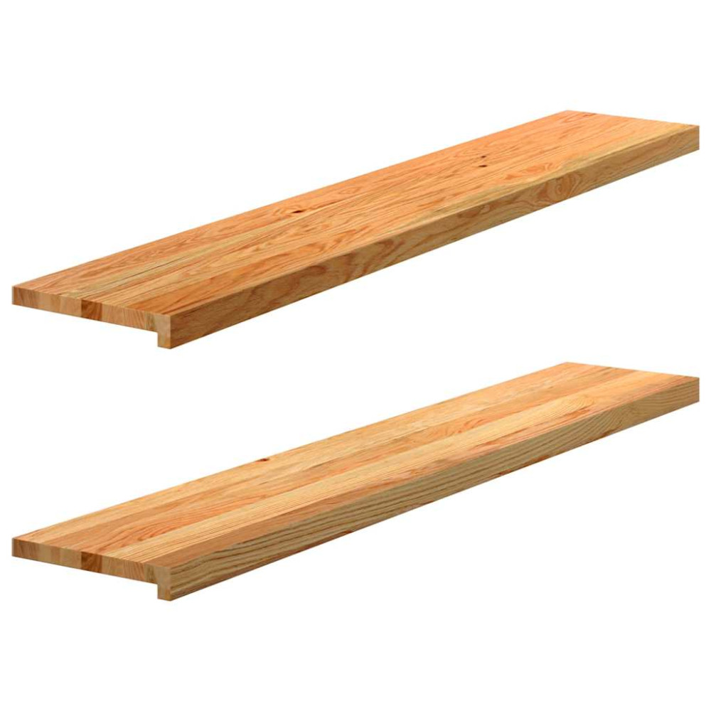 Produktbild för Fönsterbänkar 2 st ljusbrun 140x25x2 cm massiv ek