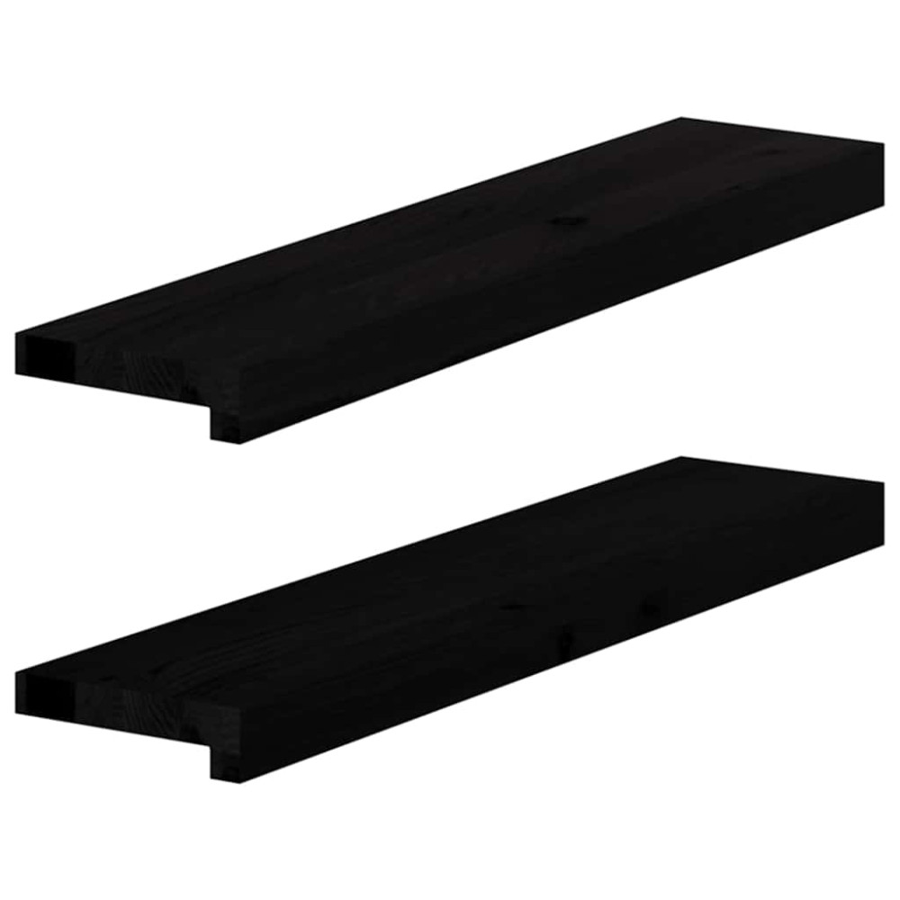 Produktbild för Fönsterbänkar 2 st brunsvart 70x15x2 cm massiv ek