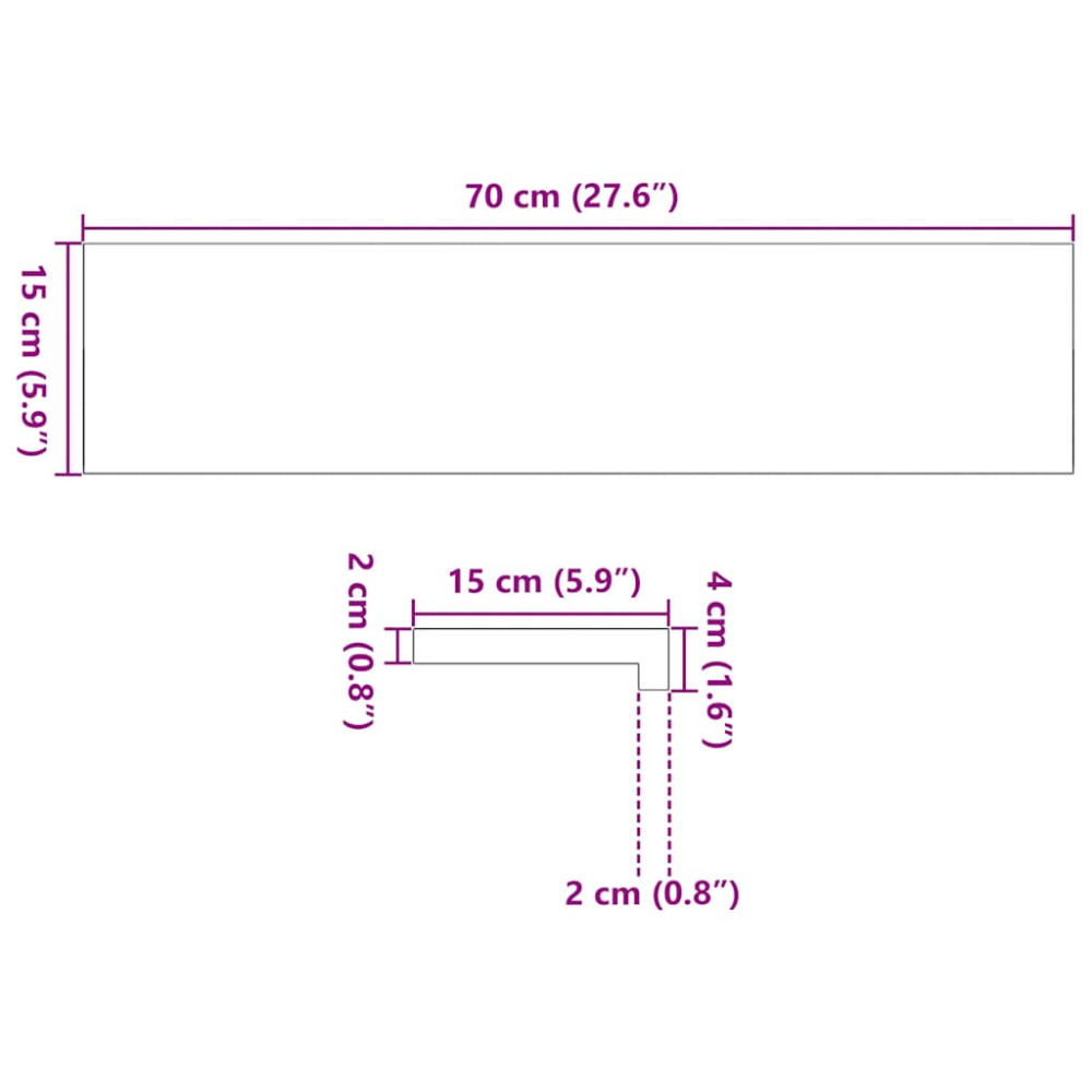 Produktbild för Fönsterbänkar 2 st brunsvart 70x15x2 cm massiv ek