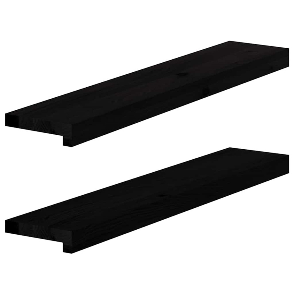 Produktbild för Fönsterbänkar 2 st brunsvart 80x15x2 cm massiv ek