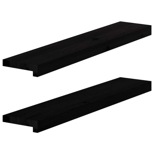 vidaXL Fönsterbänkar 2 st brunsvart 80x15x2 cm massiv ek