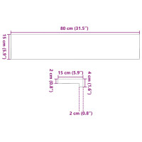 Produktbild för Fönsterbänkar 2 st brunsvart 80x15x2 cm massiv ek