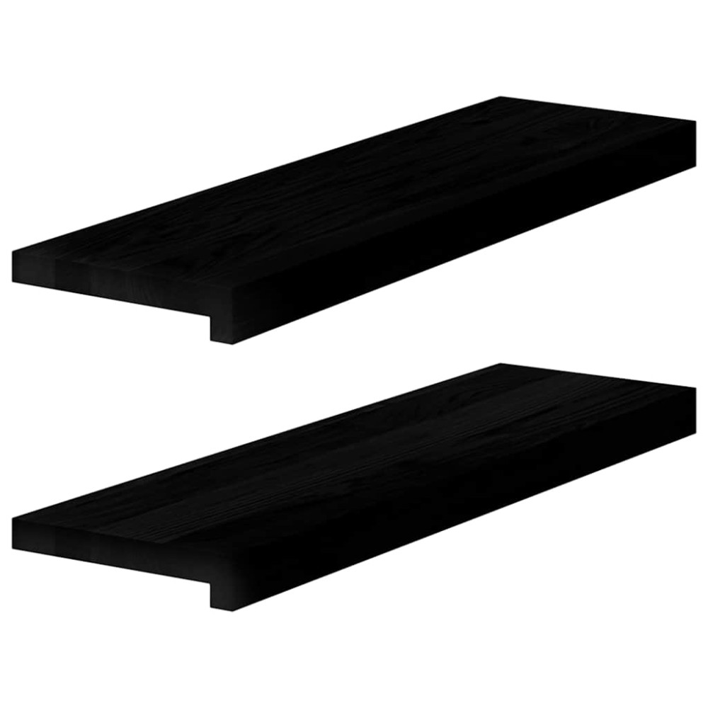 Produktbild för Fönsterbänkar 2 st brunsvart 70x20x2 cm massiv ek