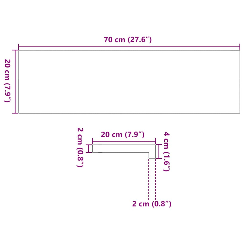 Produktbild för Fönsterbänkar 2 st brunsvart 70x20x2 cm massiv ek