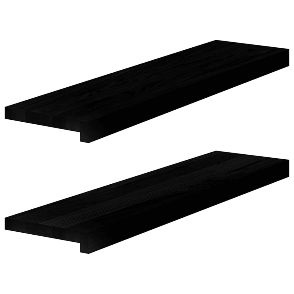 Produktbild för Fönsterbänkar 2 st brunsvart 80x20x2 cm massiv ek