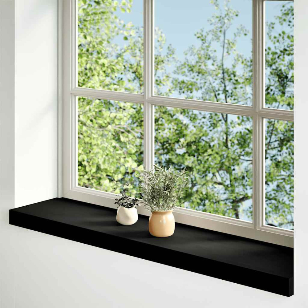 Produktbild för Fönsterbänkar 2 st brunsvart 80x20x2 cm massiv ek