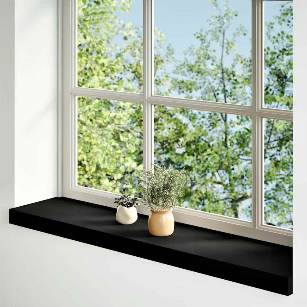 Produktbild för Fönsterbänkar 2 st brunsvart 90x20x2 cm massiv ek