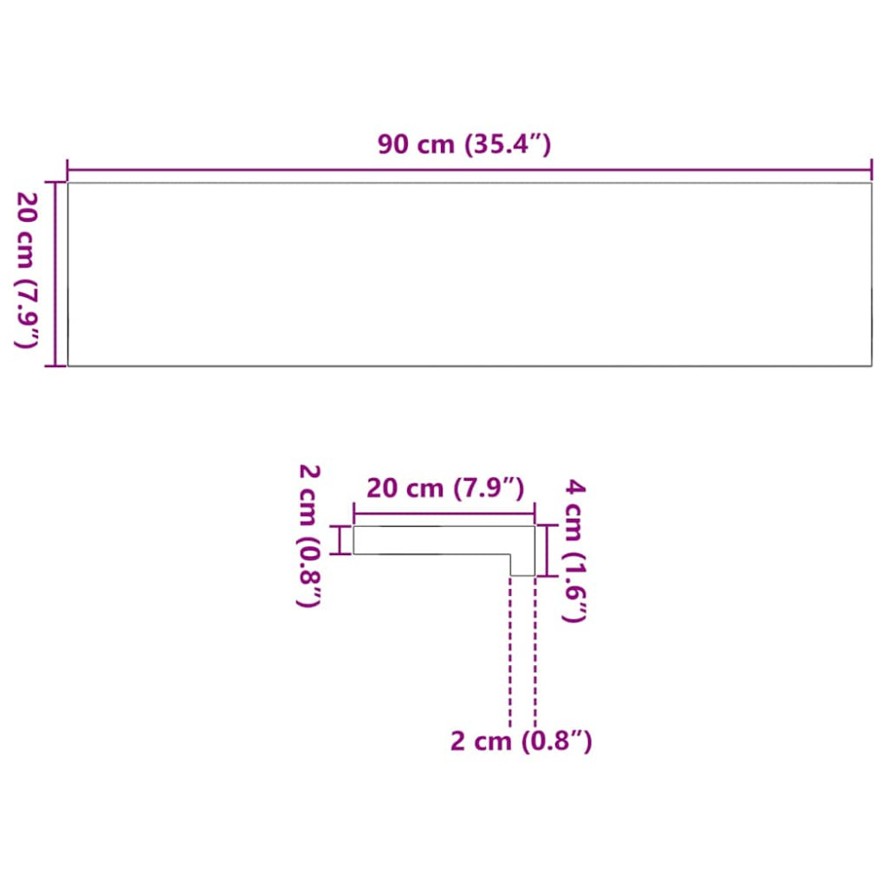 Produktbild för Fönsterbänkar 2 st brunsvart 90x20x2 cm massiv ek