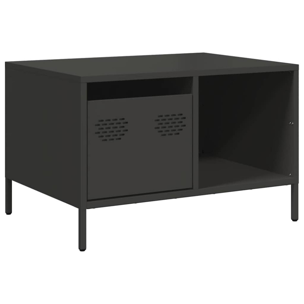 Produktbild för Soffbord svart 68,5x50x43,5 cm kallvalsat stål