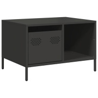 Produktbild för Soffbord svart 68,5x50x43,5 cm kallvalsat stål