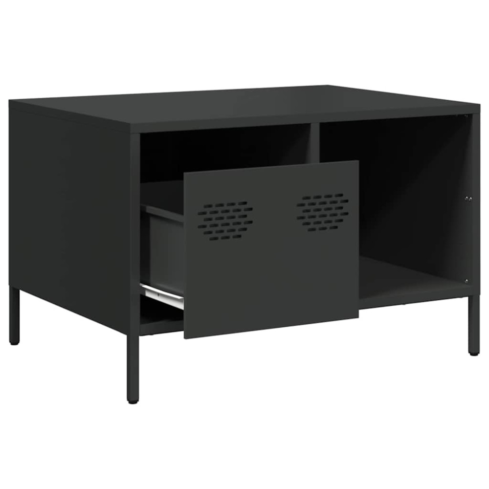 Produktbild för Soffbord svart 68,5x50x43,5 cm kallvalsat stål