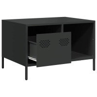 Produktbild för Soffbord svart 68,5x50x43,5 cm kallvalsat stål