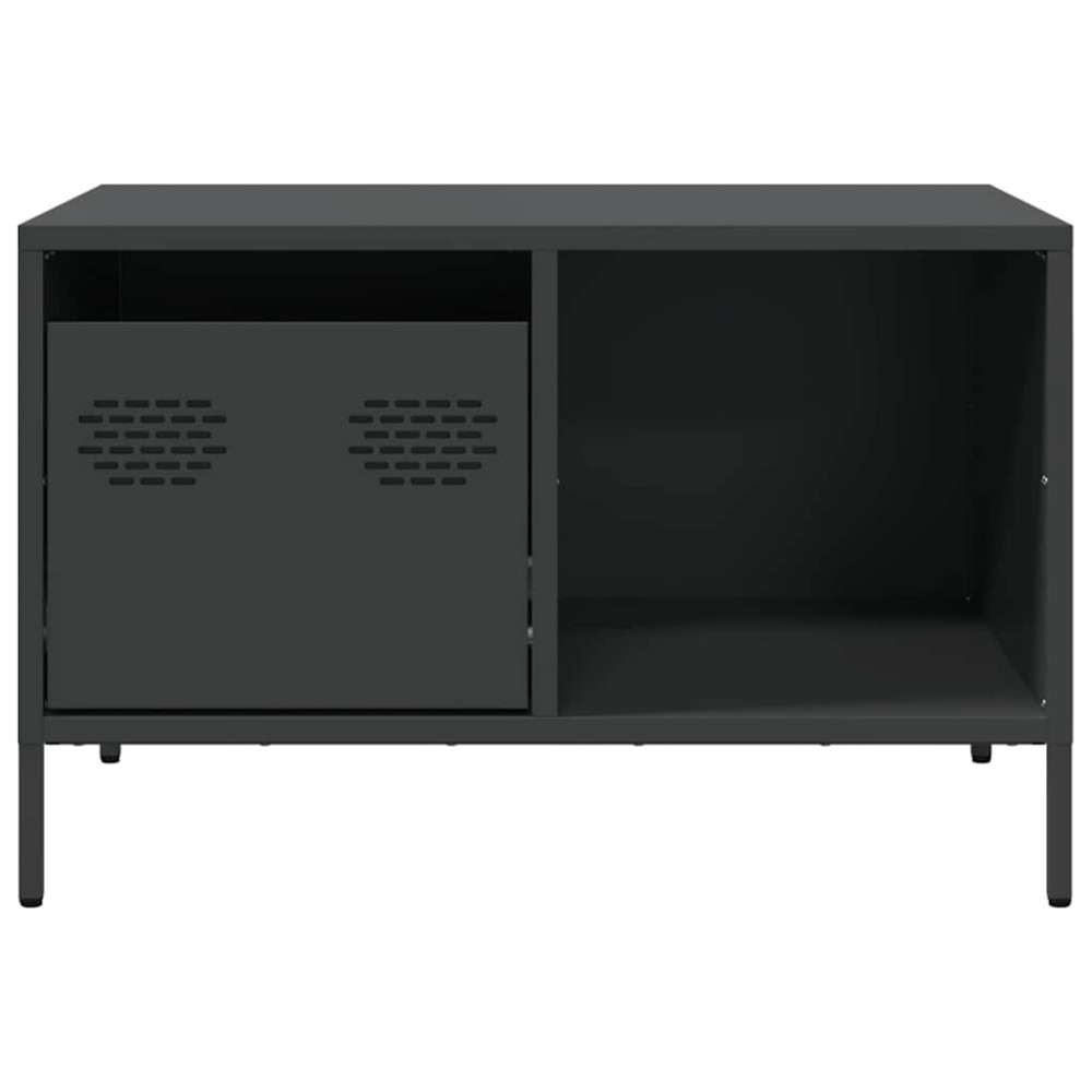 Produktbild för Soffbord svart 68,5x50x43,5 cm kallvalsat stål