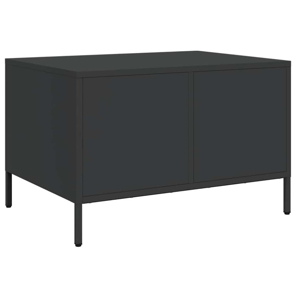 Produktbild för Soffbord svart 68,5x50x43,5 cm kallvalsat stål