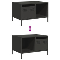Produktbild för Soffbord svart 68,5x50x43,5 cm kallvalsat stål