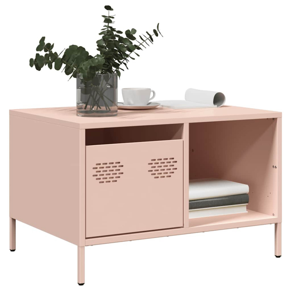 Produktbild för Soffbord rosa 68,5x50x43,5 cm kallvalsat stål