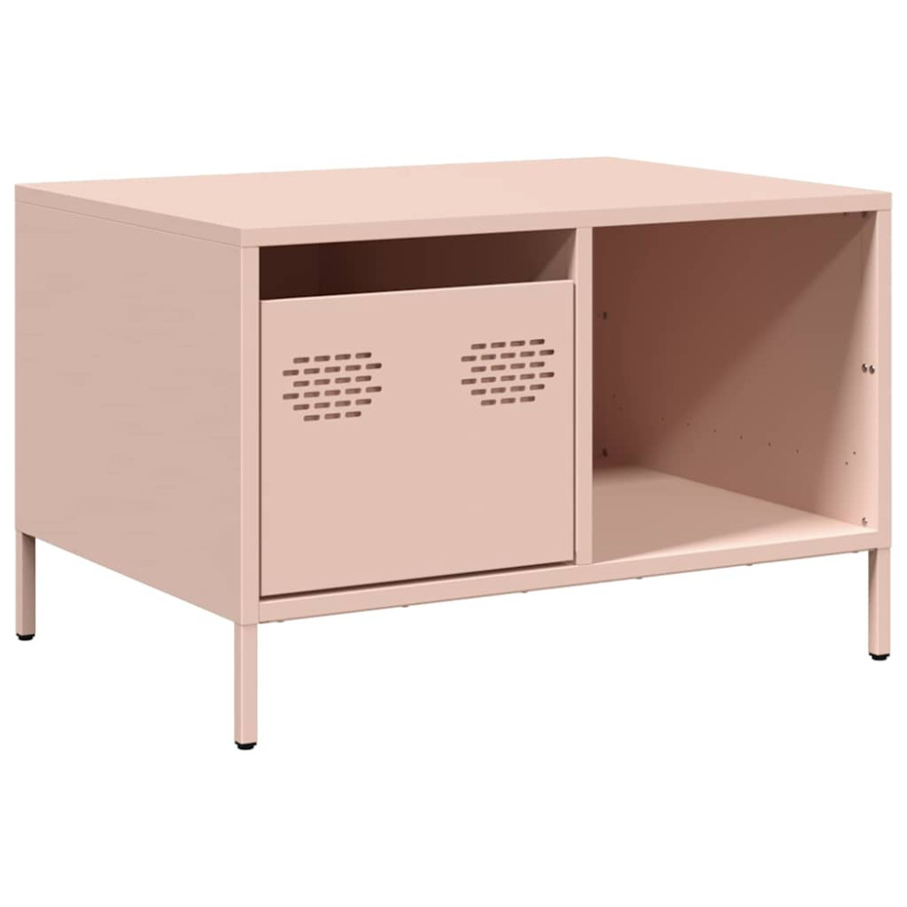 Produktbild för Soffbord rosa 68,5x50x43,5 cm kallvalsat stål