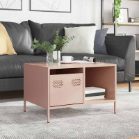 Produktbild för Soffbord rosa 68,5x50x43,5 cm kallvalsat stål
