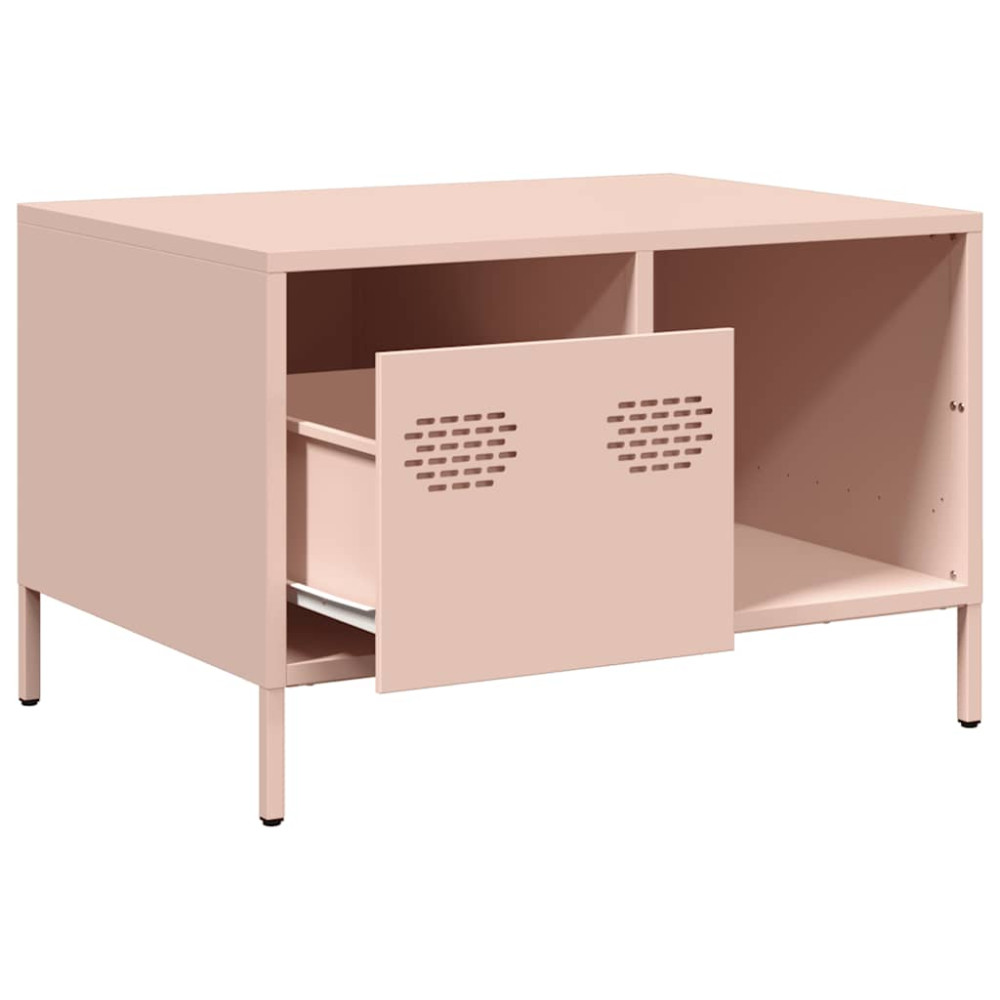 Produktbild för Soffbord rosa 68,5x50x43,5 cm kallvalsat stål