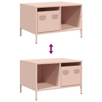 Produktbild för Soffbord rosa 68,5x50x43,5 cm kallvalsat stål