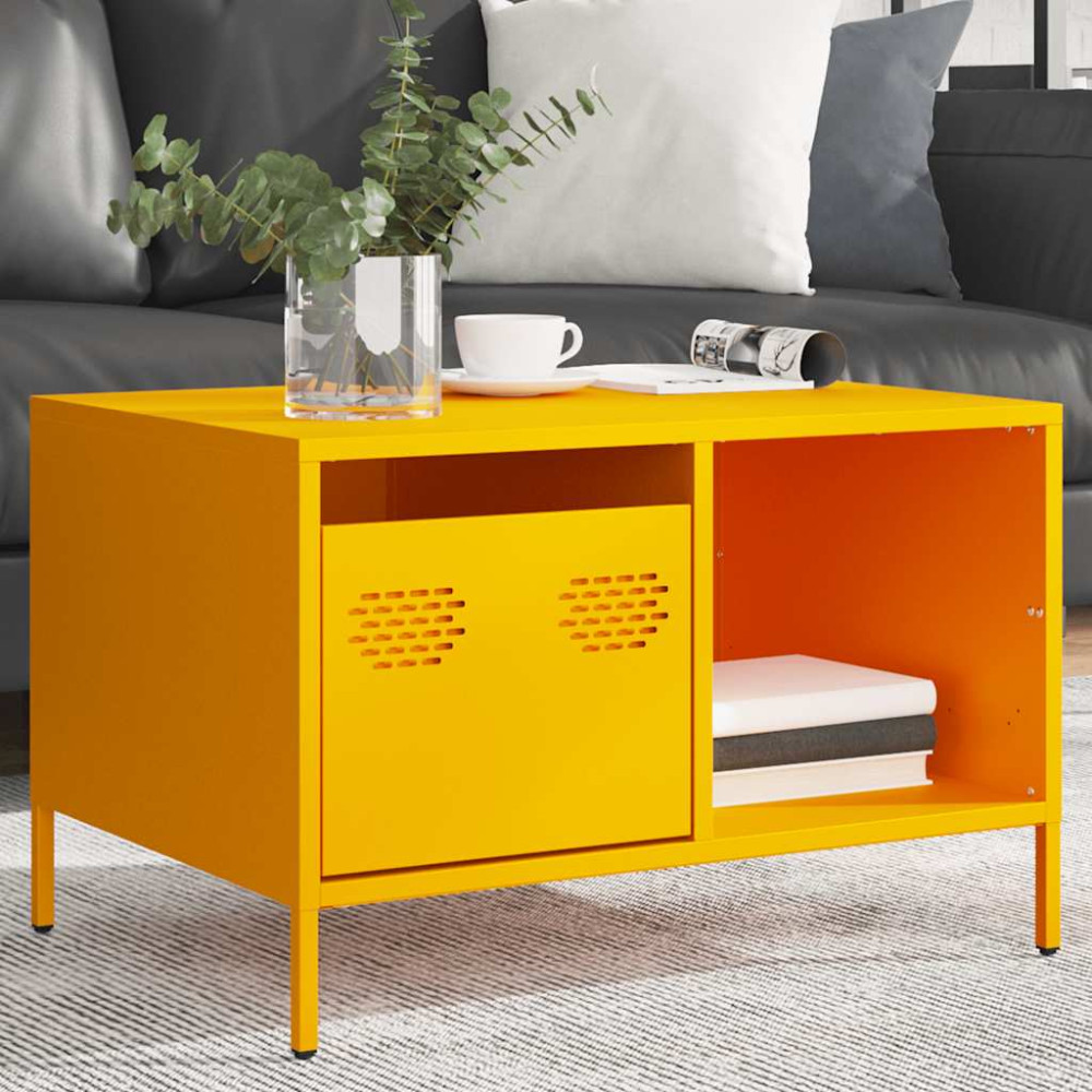 Produktbild för Soffbord senapsgul 68,5x50x43,5 cm kallvalsat stål