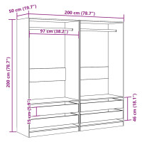 Produktbild för Garderob ek 100x50x200 cm konstruerat trä