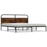 Produktbild för Sängram utan madrass metall rökfärgad ek 183x213 cm